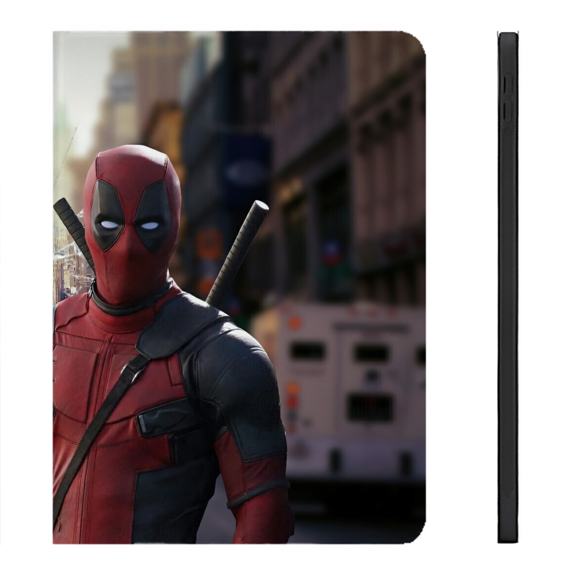 （画像用） Deadpool デッドプール IPadケース ペンホルダー付き ブックスタイルデザイン